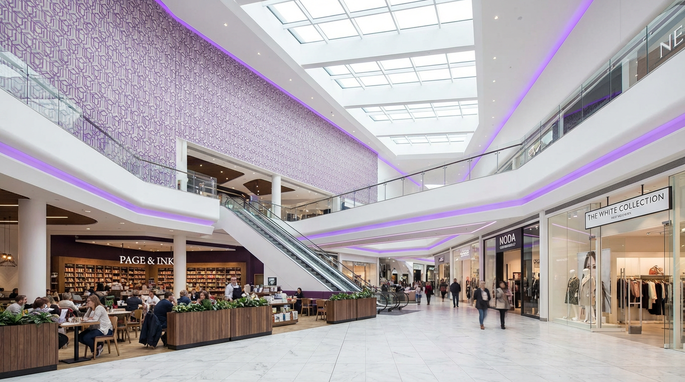 Elegant shopping mall interior space